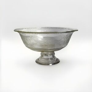 Federal Madrid Footed Serving Bowl Glows Compote Yellow/Clear Depression Glass